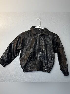 Vintage Italian Stone Leather Jacket kids size 6/7 Size Small Bomber Navarre